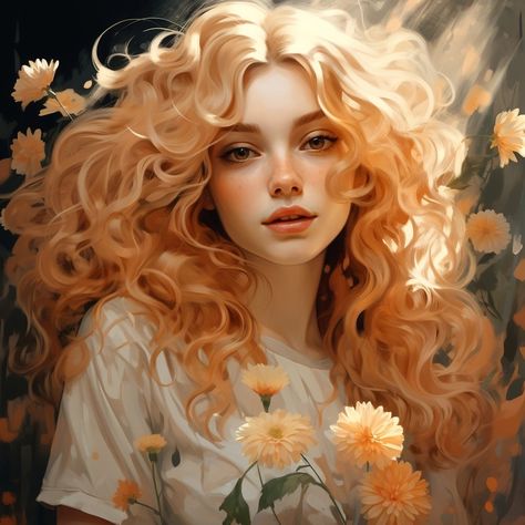 Blonde Hair Characters, Thick Blonde Hair, Blonde Curly Hair, Aesthetic People, Fancy Hairstyles, Character Modeling, Female Character Design, Beautiful Fantasy Art, Illustrations And Posters