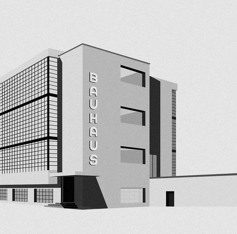 Bauhaus Bauhaus Building Illustration, Bauhaus Illustration, Architect Tools, Bauhaus Building, Bauhaus Architecture, Art Deco Color, Building Sketch, Streamline Moderne, Bauhaus Art