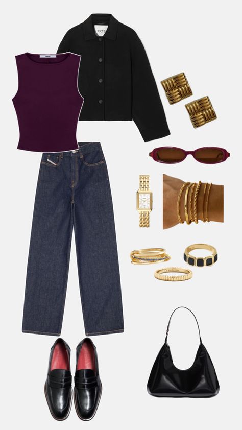 Entering the spring weather, a casual but chic outfit with a pop of plum colour. Autumn Capsule Wardrobe, Plum Colour, Summer Capsule, Summer Capsule Wardrobe, Spring Weather, Chic Outfit, European Summer, Capsule Wardrobe, Plum