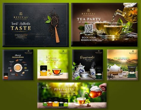 Revival Tea Pitch Work - social media post design, #banner #pitchwork #postdesign #webbanner #ads #advertising Tea Social Media, Small Bedroom Style, Social Media Post Design, Instagram Template Design, Tea Design, Post Ad, Tea Brands, Social Media Advertising, Social Media Branding