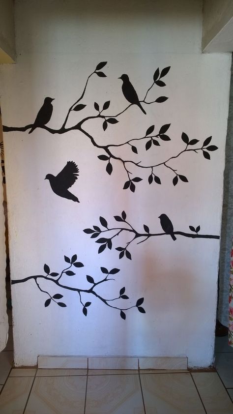 Wall Painting Tree Ideas, Simple Paint Designs On Wall, Simple Mural Ideas, Simple Wall Drawings, Simple Wall Mural, Wall Drawing Ideas, Wall Painting Ideas Creative, Simple Wall Paintings, Tree Branch Wall Decor