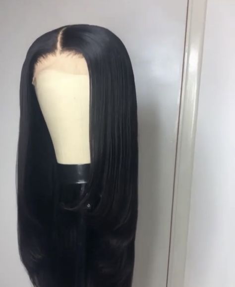 Long Black Wigs, Black Frontal Wig, Black Wigs For Black Women, Black Long Wig, Cute Wigs, Black Lace Wig, Lace Wigs Styles, Long Straight Wig, Wig Collection