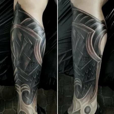 Armour Tattoo, Armor Tattoo, Iron Maiden Eddie, Tattoo Sleeve Designs, Tattoo Sleeve Men, Anime Dragon Ball Super, Leg Tattoos, Dragon Ball Super, Arm Tattoo