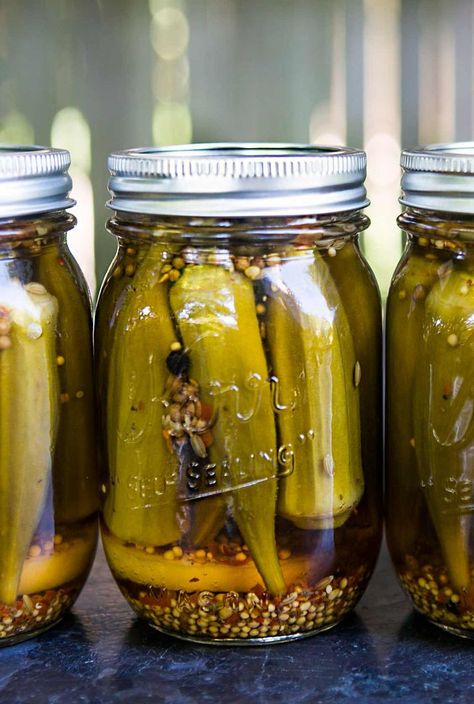 Pickled Okra Recipe, Pickled Okra Recipes, Pickled Meat, Freezing Recipes, Refrigerator Pickles Dill, Pickle Vodka, Okra Recipe, Pickled Cauliflower, Pickled Okra