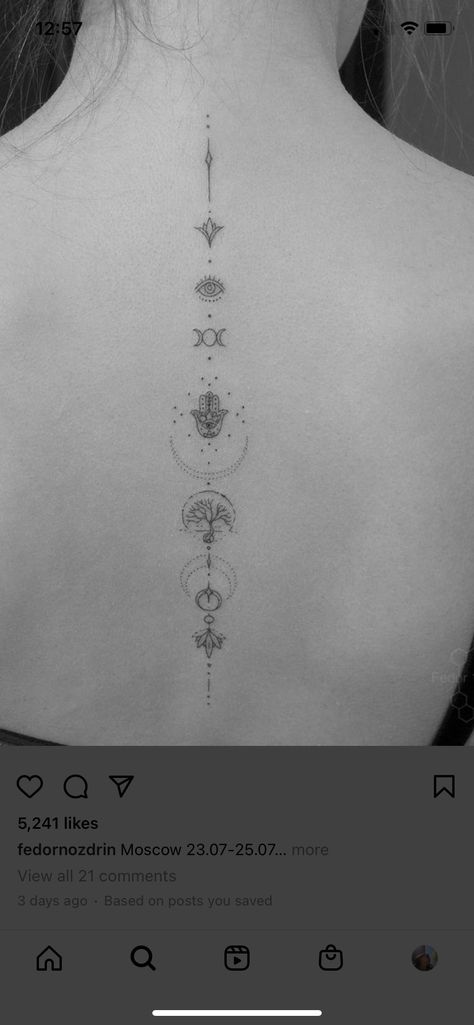 Symbolic Back Tattoos For Women, Spiritual Spine Tattoos For Women, Vertical Tattoos For Women, Chest And Back Tattoo, Vertical Tattoo, Tattoo Spine, Tattoos On Side Ribs, Spinal Tattoo, Spine Tattoos For Women