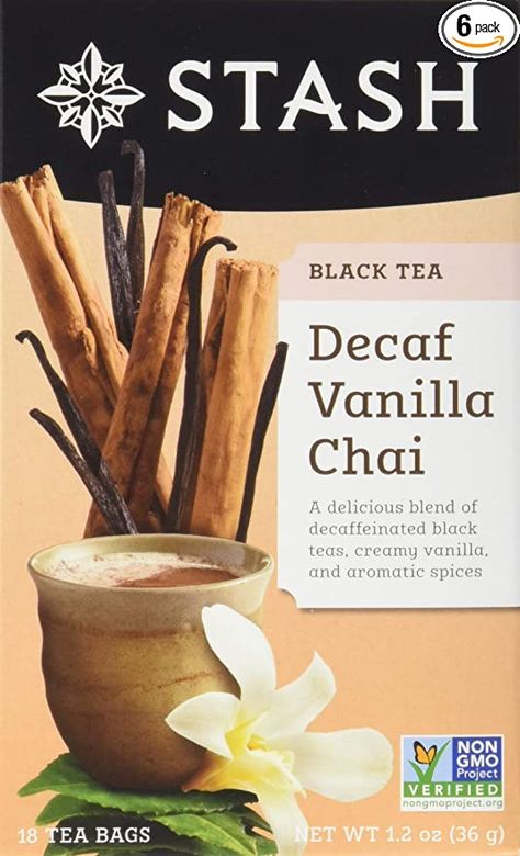 AmazonSmile : Stash Tea Decaf Vanilla Chai Tea, Individual Decaffeinated Black Tea Bags for Use in Teapots Mugs or Cups, Brew Hot Tea or Iced Tea, 18 Count, Pack of 6 : Grocery & Gourmet Food Traditional Chai, Vanilla Chai Tea, Bergamot Tea, Decaf Tea, Stash Tea, Decaffeinated Tea, Vanilla Tea, Acai Fruit, Berry Tea