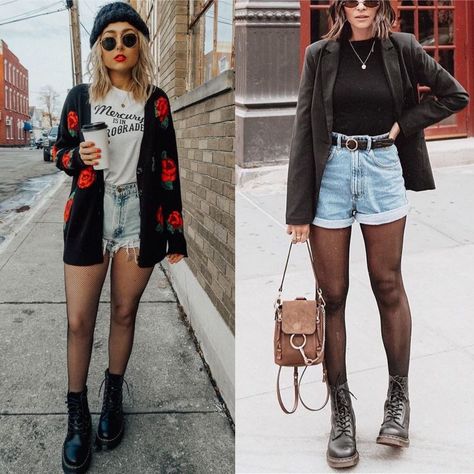 Botas Grunge, Short Mom Jeans, Outfit Viaje, Midi Outfit, Outfits Rock, Short Mom, Midi Outfits, Outfit Vaquero, Denim Jeans Outfit