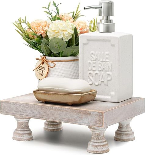 Amazon.com: EOSAHR Farmhouse Riser for Room Decor : Decorative Pedestal Stand For Display Your Home Decorations and Uniquely Soap Stand - Rustic Bathroom Counter Tray and Kitchen Decor (Natural Wood) : EOSAHR: Home & Kitchen Bathroom Counter Tray, Decorative Pedestal, Soap Stand, Chic Farmhouse Decor, Bathroom Counter Decor, Wood Display Stand, Pedestal Stand, Counter Decor, Bathroom Counters