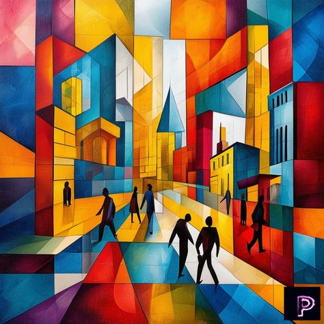 Discover the city through the lens of cubism, where every angle reveals a new perspective. 🏙️🔲   What abstract urban landscapes will your art explore today?   #AI #Art #PicassoAIArt #Cubist #Urban #Cityscape Cubist Cityscape, Cubism Landscape, Urban Cityscape, Fauvism Art, Cubism Art, City Drawing, Urban Landscapes, Fauvism, Silk Painting