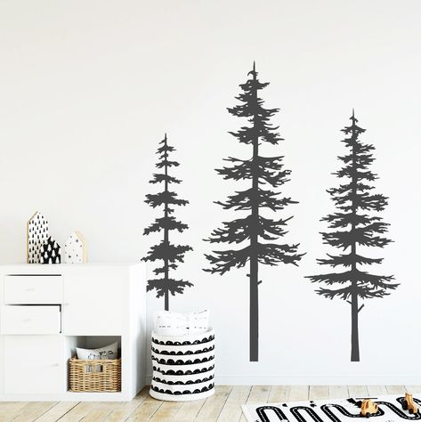 Nature Kids Room, Pine Tree Wall, Mural Stickers, Nursery Tree, Forest Wall Decals, Tree Wall Decals, Bear Decal, Large Wall Decals, Forest Mural