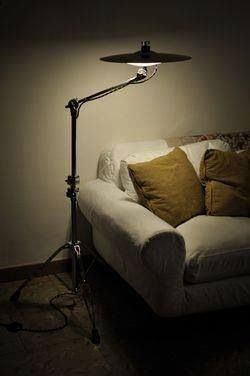 Cymbal boom stand light. Music Furniture, Zimmer Diy, Drum Room, Music Room Decor, Drum Light, Music Decor, Standing Lamp, Studio Decor, Trombone