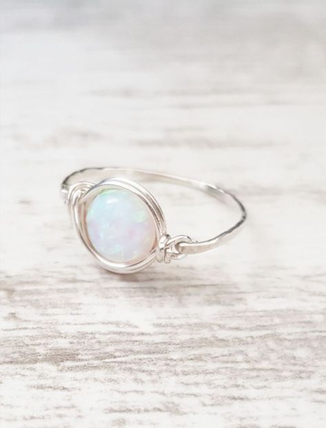 Natural Ethiopian Opal Ring, White Opal Ring, Rose Gold 14k Opal Ring, Opal Gold Ring, Wire Wrapped Ring, Dainty Opal Ring, Natural Stone Handmade Opal Ring With Round Stone For Gift, Elegant Handmade Silver Opal Ring, Handmade Adjustable Opal Ring, Handmade Silver Opal Crystal Ring, White Minimalist Adjustable Opal Ring, Dainty Opal Ring, Opal Gold Ring, White Opal Ring, Ring Wire