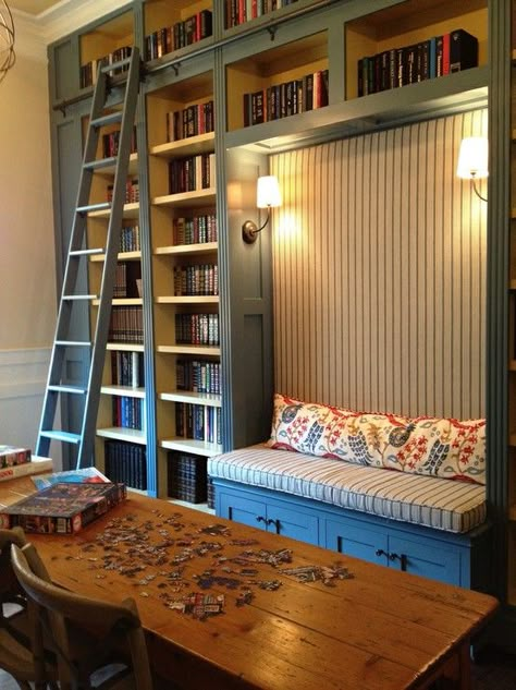 Home Library Design Ideas, Bookcase Ladder, Home Library Rooms, Library Bookcase, Nook Ideas, Library Room, Library Wall, Home Library Design, Home Libraries