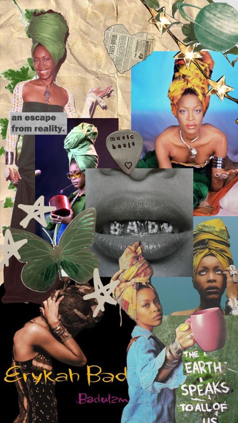 Erykah Badu 90s Wallpaper, Erykah Badu Aesthetic 90s, Erykah Badu Aesthetic Green, Erykah Badu Wallpaper Iphone, Erykah Badu Collage, Eryka Badu Aesthetic, Erica Badu Aesthetic, Erykah Badu Nails, Erykah Badu Aesthetic Wallpaper