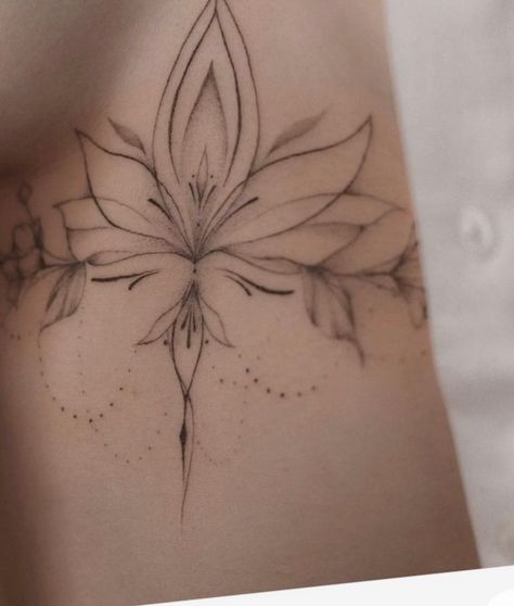 Lotus Flower Sternum Tattoo, Positivity Tattoo, Chic Tattoo, Chest Tattoos, Chest Tattoos For Women, Mermaid Tattoos, Botanical Tattoo, Sternum Tattoo, Small Hand Tattoos