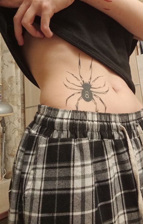 Hxh Tattoo, Spider Tattoos, Scary Spider, Hunter Tattoo, Waist Tattoos, Sharpie Tattoos, Wicked Tattoos, Spider Tattoo, Pretty Tattoos For Women