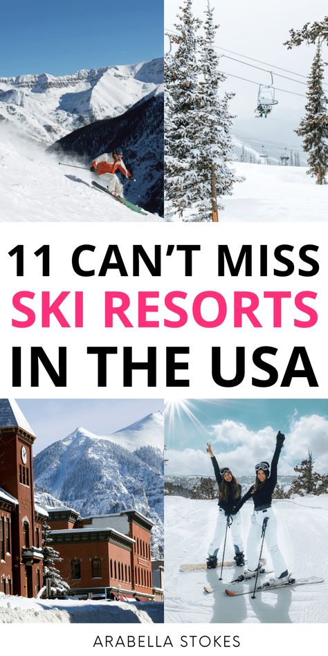 Ready to hit the slopes? Check out these must-visit ski resorts in the USA for the ultimate winter experience! — best us ski resorts | best ski resorts in the us | top ski resorts united states | ski resort aesthetic Best Ski Resorts In The Us, Ski Resorts In The Us, Ski Resort Aesthetic, Resorts In The Us, Resort Aesthetic, United States Travel Bucket Lists, Utah Ski Resorts, Telluride Ski Resort, Ski Destinations