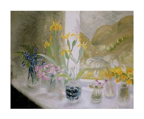 'Wild Flower Window Sill' by Winifred Nicholson (A103) * Winifred Nicholson, Flowers In Vases, Flower Window, Scottish Artists, Irish Art, Wild Flower, Christmas Gift Tags, Still Life Painting, Creature Art