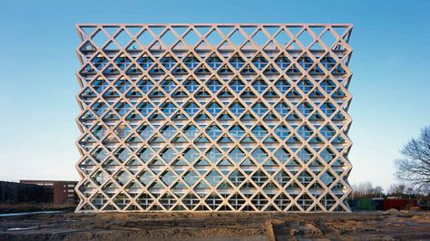 Vinoly  |   Wageningen University and Research Centre, Atlas Building Wageningen University, Parametric Facade, Podium Design, Modern Market, Mall Facade, Building Skin, Hotel Facade, Glass Office, Architecture Building Design