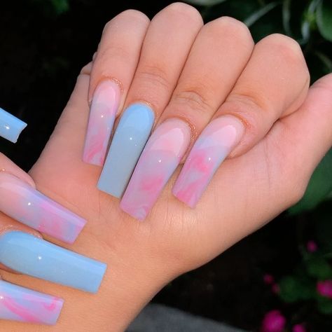 Pink And White Ombre Nails Coffin Long, Coffin Art, Nails Grunge, Cotton Candy Nails, Candy Nails, Unghie Sfumate, Purple Acrylic Nails, Ombre Acrylic Nails, Edgy Nails