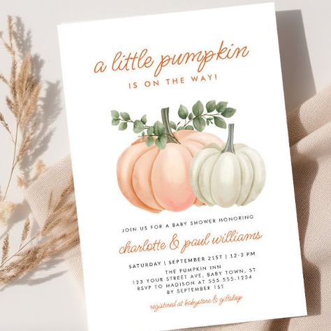 Little Pumpkin Gender Neutral Fall Baby Shower Invitation #zazzle #weddinginvitations #birthdayinvitations #babyshowerinvitations #zazzleinvitations #monogram #businesscards #graduation #homedecor Fall Baby Shower Themes, Gender Neutral Invitations, Fall Baby Shower Invites, Gender Neutral Baby Shower Invitations, Having A Baby Boy, Baby Shower Pumpkin, Boho Baby Shower, Baby Shower Fall, Baby In Pumpkin