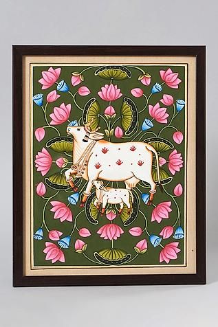 Painting Lotus, Pichwai Art, Pichwai Painting, Indian Artwork, Lotus Painting, Lotus Art, Pichwai Paintings, Cow Canvas, Art And Craft Videos