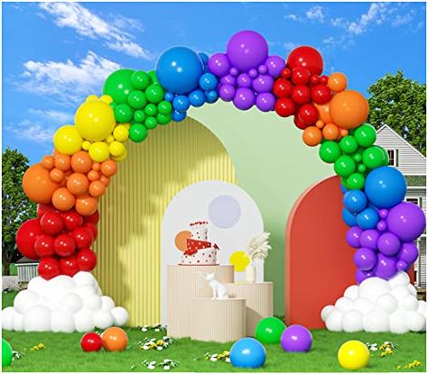 Rainbow Balloon Garland, Balloons For Baby Shower, Rainbow Balloon Arch, Rainbow Party Decorations, Balloons Decoration, Rainbow Birthday Invitations, Balloon Arch Kit, Birthday Party Decorations Diy, Colorful Balloons