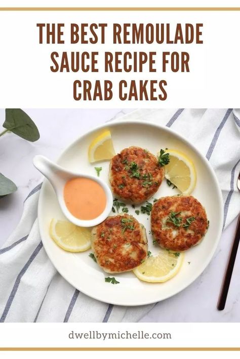 Looking for the best remoulade sauce recipe for crab cakes? Look no further! This recipe makes our favorite remoulade sauce that pairs perfectly with crab cakes. This sauce comes together in just 5 minutes. Crab Cakes With Remoulade, Best Sauce For Crab Cakes, Remoulade Sauce Recipe Crab Cakes, Roumalade Sauce Crab Cake, Romulade Sauce Crab Cake, How To Make Crab Cakes, Crab Cakes Sauce, Loco Griddle, Crab Cake Remoulade Sauce