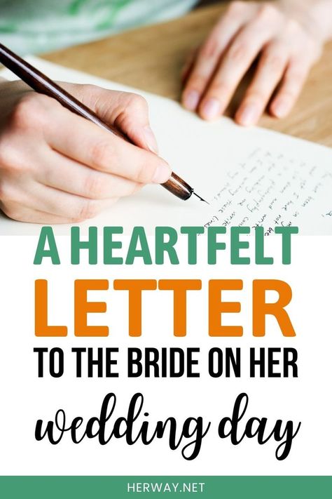 Letters to the bride: I wish you the best of luck as you embark on this greatest journey of your life! I wish you an amazing life! Wedding Letters To Bride From Friend, Letter To The Bride, Romantic Letters, Letters To The Bride, Greatest Journey, Wedding Letters, Creative Writing Tips, Best Of Luck, Family Scrapbook