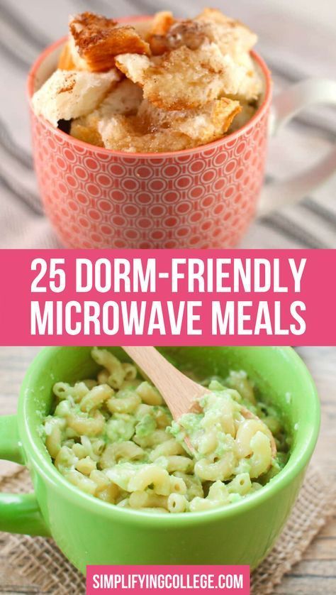 Microwave College Meals Dorm Room, Easy Recipes To Make In College, Dorm Microwave Meals, Healthy Snacks Easy Microwave, College Dorm Room Meals, Dorm Room Meals Microwave Recipes, Microwave Recipes In A Cup, Easy Mug Lunches, Dorm Room Food Recipes