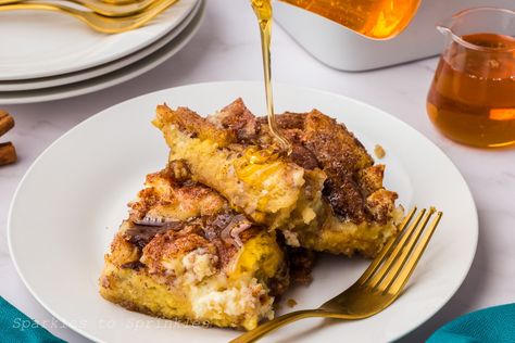 French Toast Casserole with Cream Cheese  - Sparkles to Sprinkles Overnight Casserole, Butter Block, Overnight Breakfast, Sugar Sticks, Make French Toast, Hash Brown Casserole, Sausage And Egg, French Toast Casserole, French Toast Recipe