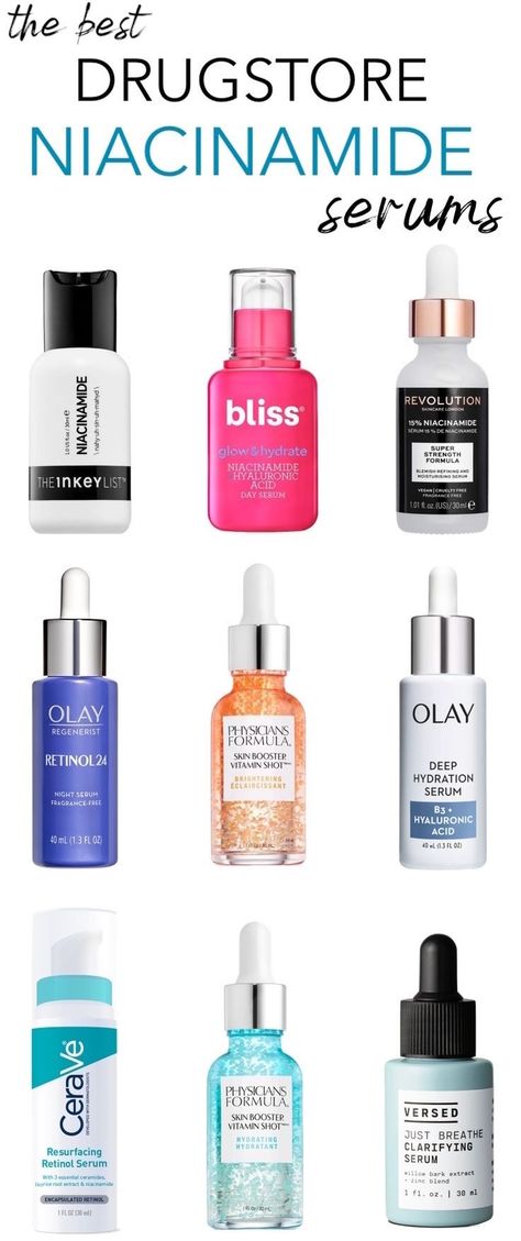 Frustrated by large pores, acne scars and uneven skin tone/texture? Here are the best drugstore Niacinamide serums that’ll solve all your skincare woes! Drugstore Moisturizer, Big Pores, Skin Care Routine 30s, Drugstore Skincare, Best Serum, Night Serum, Dry Skin Care, Large Pores, Beauty Products Drugstore