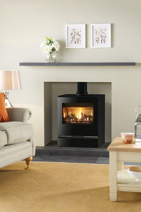 The Gazco Vision Medium is one of the larger gas stove models in the range with a powerful heat output to match, making it a great choice for installing in Gas Stove Fireplace, Woodburning Stove Fireplace, Wood Burner Fireplace, Wood Burning Stoves Living Room, Log Burner Living Room, Wood Burning Fireplace Inserts, Wood Stove Fireplace, Inglenook Fireplace, Cosy Living Room