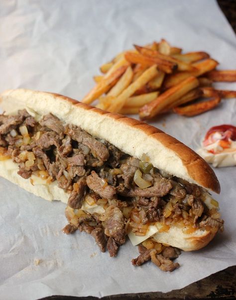 Philly Cheesesteak- Baker Bettie Best Philly Cheesesteak, Baker Bettie, Philly Cheese Steak Sandwich, Cheesesteak Sandwich, Philly Cheesesteaks, Steak Sandwiches, Cheesesteak Recipe, Cheese Steak Sandwich, Easy Steak