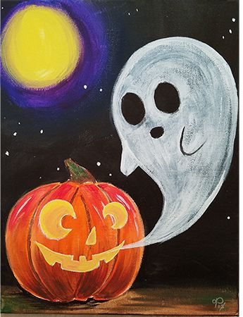 Witch Painting Ideas Easy, Halloween Canvas Ideas Easy, Halloween Painting Kids, Halloween Skull Painting, Painting Halloween Ideas, Halloween Paint Ideas, Paintings Of Pumpkins, Halloween Paint And Sip, Easy Halloween Paintings For Beginners