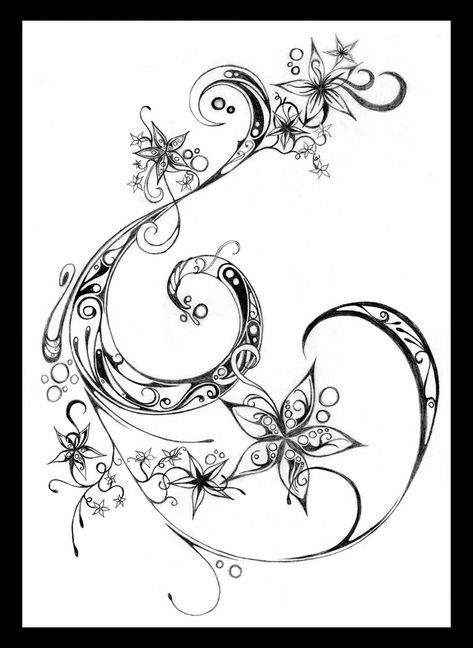 Swirl Tattoo Designs, Tattoo Designs Chest, Swirly Tattoo, Tattoo Pieces, Swirl Tattoo, Star Tattoo Designs, Music Symbols, Inked Magazine, Art Tattoos