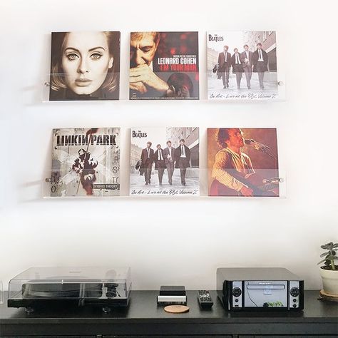 Acrylic wall rack to collect Vinyls well😎also a home decor Wall Mounted Vinyl Record Storage, Record Shelf Wall, Record Shelves, Acrylic Wall Shelf, Vinyl Record Shelf, Records Wall, Record Shelf, Vinyl Record Storage, Record Holder