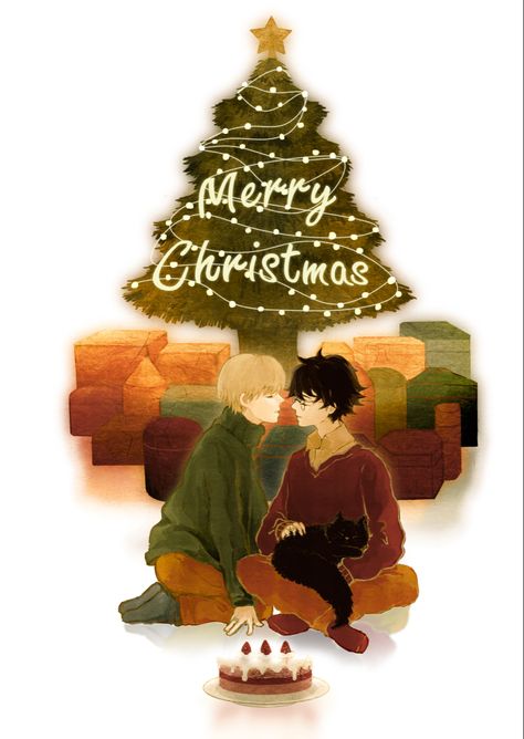 Drarry Christmas, Harry Otter, Drarry Fanart, Gay Harry Potter, Harry Potter Ships, Draco Malfoy, Christmas Wallpaper, Anime Funny, Hogwarts