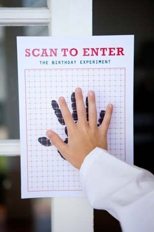 Mad science party......scan to enter the " lab" Scan To Enter, Geheimagenten Party, Science Party Decorations, Science Birthday Party Ideas, Scientist Birthday Party, Mad Scientist Birthday, Science Birthday Party, Spy Birthday Parties, Detective Party