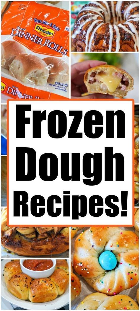 These frozen dough recipes are great for any occasion. These recipes range from desserts to breakfasts to sides to dinners and more! These recipes will save you lots of time because you'll be using pre-made dough. Find dishes made with dough like homemade hot pockets, pizza bread, easy cinnamon rolls, delicious monkey bread, and more! Try these easy recipes today! Frozen Rolls Recipes, Rhodes Bread Dough Recipes, Frozen Dough Recipes, Frozen Bread Dough Recipes, Rhodes Rolls Recipes, Rhodes Bread Dough, Rhodes Recipes, Roll Dough Recipe, Monkey Bread Recipe Easy