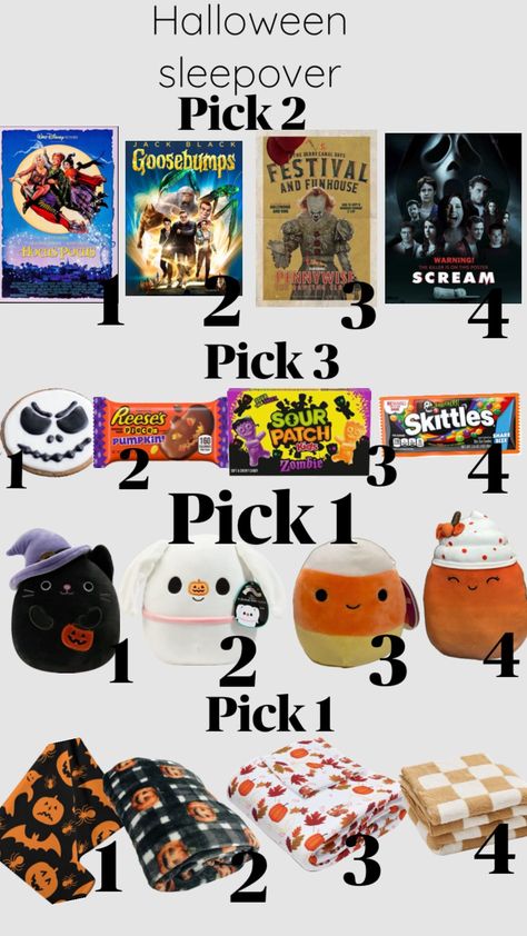 #halloween #sleepover Halloween Sleepover Party, Halloween Town Movie, Cake Gift Basket, Fun Sleepover Activities, Sour Skittles, Halloween Bucket List, Halloween Sleepover, Making A Gift Basket, Harry Potter Room Decor