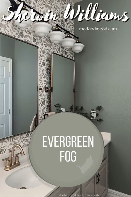 Sherwin Williams Evergreen Fog, Evergreen Fog, House Color Palettes, With Wallpaper, Updating House, Decoration Inspiration, Paint Colors For Home, Room Paint, Sherwin Williams