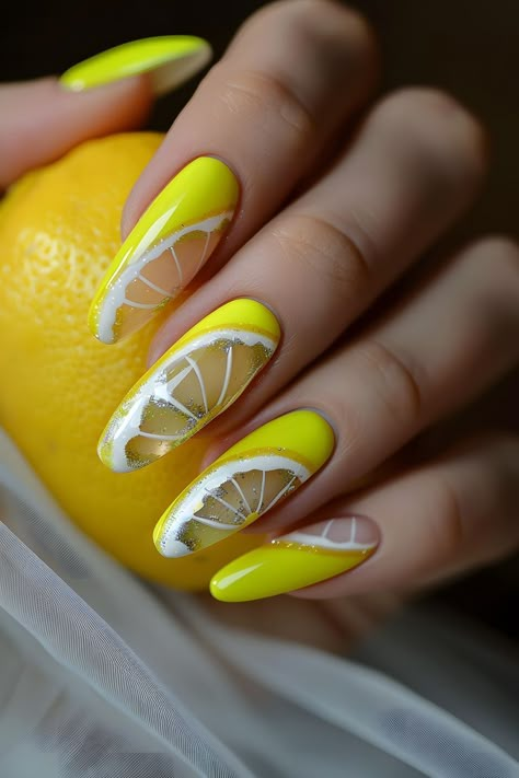 simple spring nail ideas, simple spring nails, spring acrylic nail designs, spring nails short, nails spring, spring nail ideas, march nails, spring nails designs, trendy spring nails, spring nails inspiration, easy spring nails, neutral spring nails, spring gel nails, nails design, spring nail designs, simple nails, spring nails 2024 trends, spring nails simple, lemon nail art, lemon nails, lemon nail design, lemon nail art ideas, lemon nail inspiration, lemon nail trends, lemon nail designs Nail Art Fleur, Fruit Nail Designs, Lemon Nails, Fruit Nail Art, Trendy Nail Art Designs, Modern Nails, Colored Acrylic Nails, Summer Acrylic Nails, Beach Nails