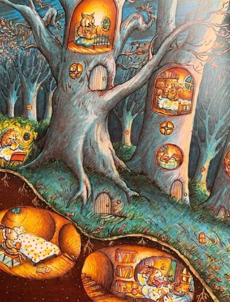 Storybook Forest Illustration, Dark And Darker, Knitting Cartoon, Storybook Art, Forest Creatures, Fairytale Art, Whimsical Illustration, Real Money, Alam Yang Indah