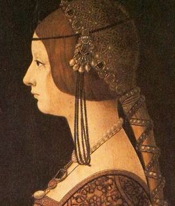 Bianca Maria Sforza by Giovanni Ambrogio de Predis. https://hemmahoshilde.wordpress.com/2015/09/06/bianca-maria-sforza-the-bachelorette/ <--- You are welcome to read more about her wedding on my blog :). Sun Photo, Historical Jewellery, Medieval Jewelry, National Gallery Of Art, Sea Art, Arte Popular, Fashion Painting, Medieval Art, Royal Jewelry