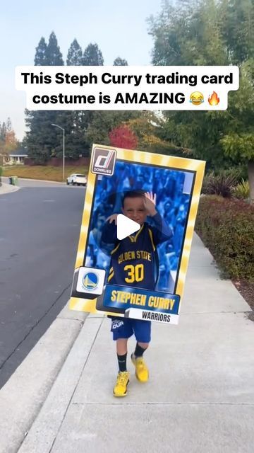 collect on Instagram: "This Steph Curry card costume is legendary 😂 Who’s wearing this next Halloween ⁉️

(via littleleggedaffairs/TT)

#StephCurry #NBA #Sportscards" Steph Curry Costume, Football Card Halloween Costume, Basketball Card Halloween Costume, Baseball Card Costume Diy, Football Card Costume, Basketball Halloween Costume, Football Halloween Costume, Playing Card Costume, Football Costume