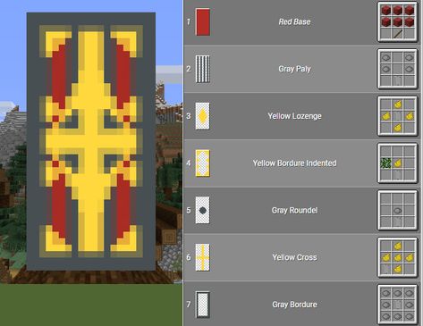 Minecraft Kingdom Banner, Cross Banner Minecraft, Minecraft Flag Design Tutorial, Minecraft Shield Banner Designs, Minecraft Flags Banners, Mc Banner Designs, Banner Patterns Minecraft, Minecraft Flag Design, Minecraft Banner Ideas