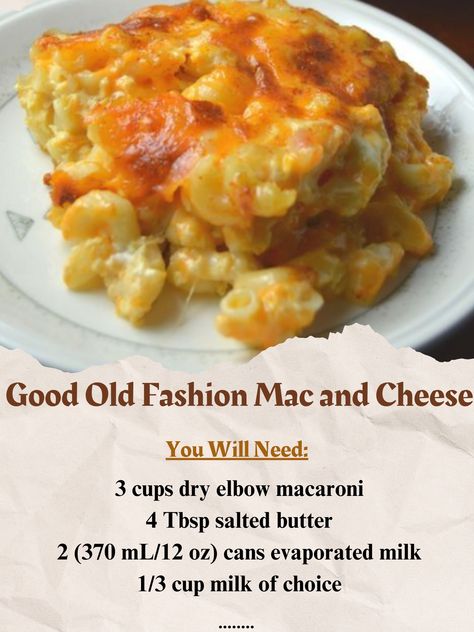 Old Fashion Mac And Cheese, Old Fashioned Mac And Cheese Recipe, Mac And Cheese Ingredients, Baked Mac N Cheese, Cheesy Pasta, Baked Mac, Elbow Macaroni, Grandmas Recipes, Delish Recipes