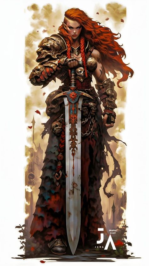 Fantasy Barbarian & Warrior Art | Queen Lhi'nathia - Ruler of the 9 Elven Clans and Keeper of Brah'Danathian, Sword of The First Blood. | Facebook Barbarian Queen, Barbarian Dnd, Barbarian Woman, Sci Fi Character Art, Blood Elf, Funny Star Wars Memes, Female Knight, Funny Animal Quotes, Character Study