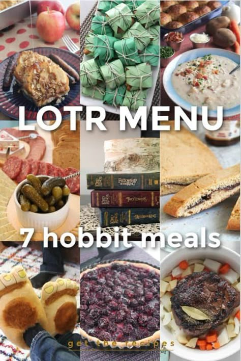 Hobbit Menu Sign, Hobbit Bridal Party, Lord Of The Rings Meal Ideas, Hobbit Food Recipes Middle Earth, Tolkien Inspired Food, Lord Of The Rings Meal Plan, Hobbit Menu Meals, Lord Of The Rings Picnic, Lord Of The Rings Night